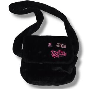 Netflix Sex Education collection by H&M crossbody strap faux fur black bag